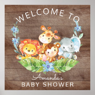 Welcome Safari Jungle Babyduschzeichen Poster