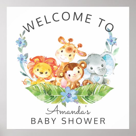 Welcome Safari Jungle Babyduschzeichen Poster (Vorne)