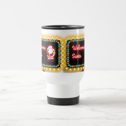 Welcome Santa Bright Weihnachtsbeleuchtung Billboa Reisebecher (Mittel)