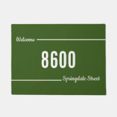 Welcome Script Forest Green White Street Adresse Fußmatte (Vorderseite)