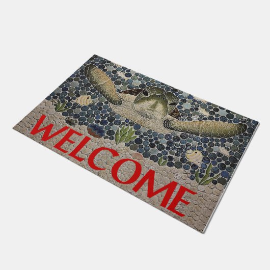 Welcome Sea Turtle Doormat,Turtle Quote Doormat Fußmatte (Schrägansicht)