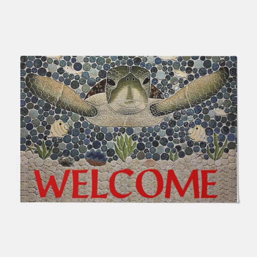 Welcome Sea Turtle Doormat,Turtle Quote Doormat Fußmatte (Vorderseite)