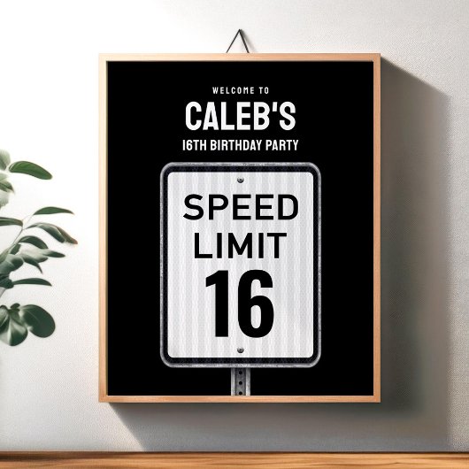Welcome sign 16th Birthday Speed Limit  Poster