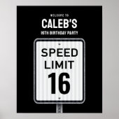 Welcome sign 16th Birthday Speed Limit  Poster (Vorne)