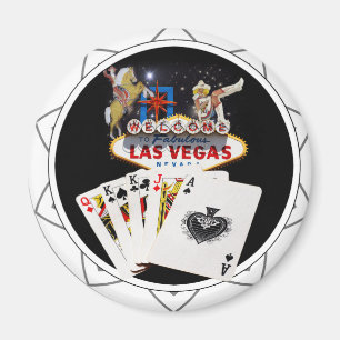 Welcome Sign Black Poker Chip Magnet