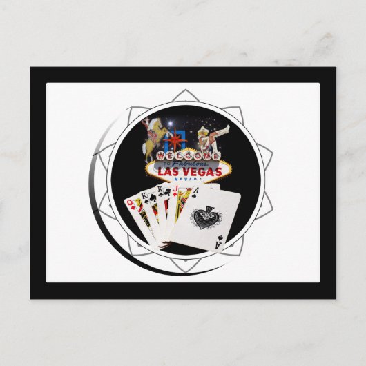 Welcome Sign Black Poker Chip Postkarte (Vorderseite)