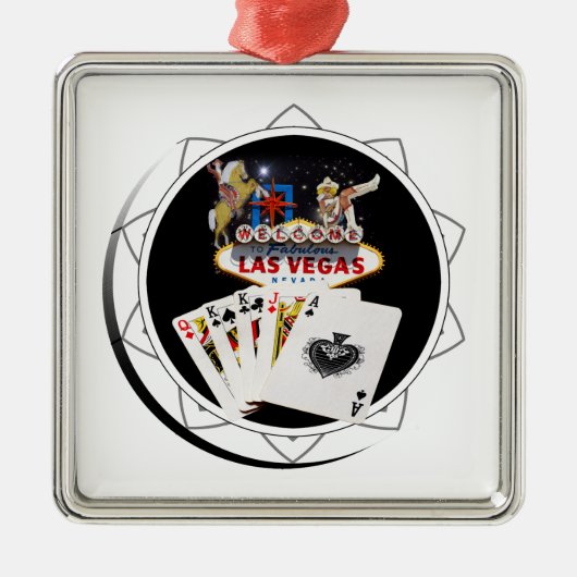 Welcome Sign Black Poker Chip Silbernes Ornament (Vorne)