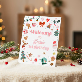 Welcome Sign Christmas Birthday Oh What Fun Girl  Sockelschild