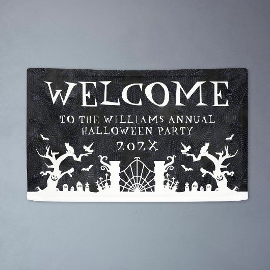Welcome Sign Family Annual Halloween-Party Banner