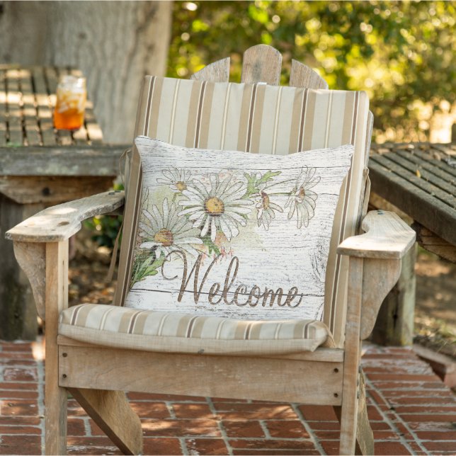 Welcome Sign Hübsche Vintage Daisy Blume Kissen (Stuhl )