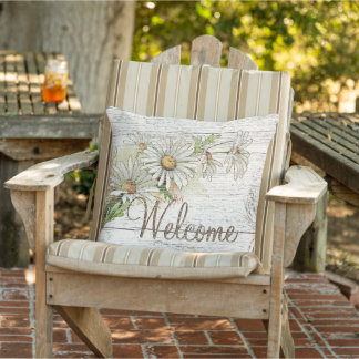 Welcome Sign Hübsche Vintage Daisy Blume Kissen