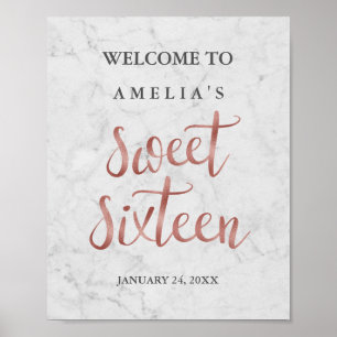 Welcome Sign Marble Imitate Rose Gold 16 . Geburts Poster