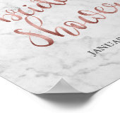 Welcome Sign Marble Imitate Rose Gold Brautparty Poster (Ecke)