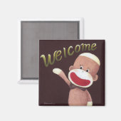 Welcome Sock Monkey Magnet (Vorderseite/Rückseite)