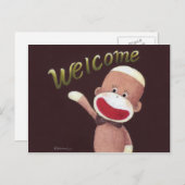 Welcome Sock Monkey Postcard Postkarte (Vorne/Hinten)