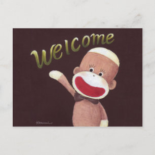 Welcome Sock Monkey Postcard Postkarte