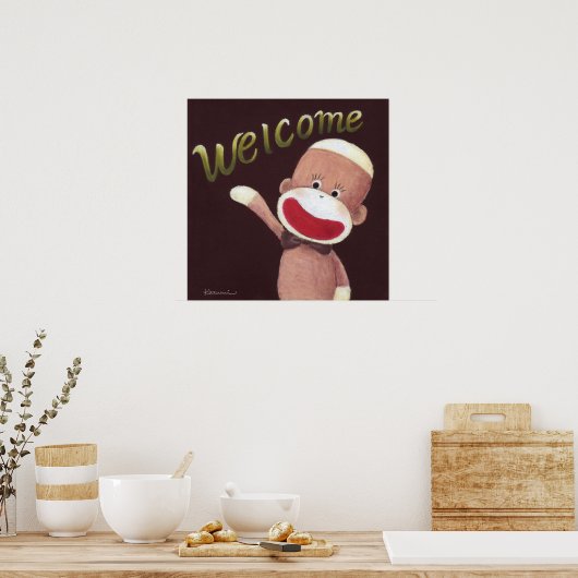 Welcome Sock Monkey Poster (Küche)