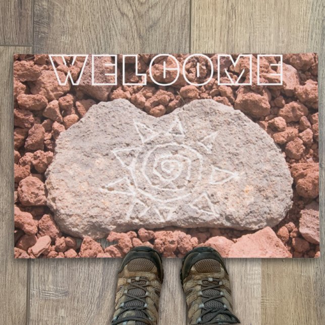 WELCOME Southwestern Sun Etched Arizona Lava Rock Fußmatte (Von Creator hochgeladen)