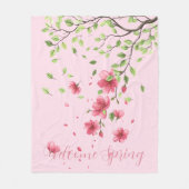 Welcome Spring with Romantic Pink Cherry Blossom Fleecedecke (Vorderseite)