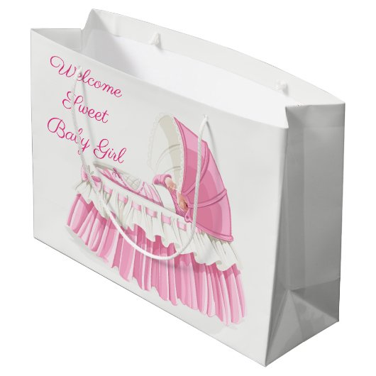 Welcome Sweet Baby Girl Große Geschenktüte (Rückseite Schrägansicht)