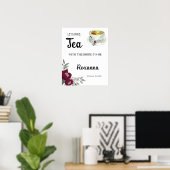 Welcome Tee Brautparty Floral Marsala Unterschrift Poster (Heimbüro)