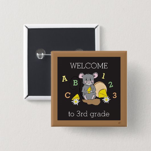 Welcome the 3rd Grad 1st day of school button (Vorne & Hinten)
