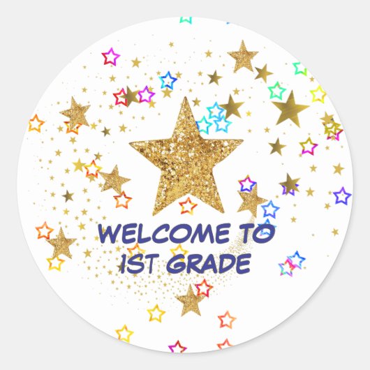 Welcome To 1st Grade Student Stickers, Runder Aufkleber (Vorderseite)