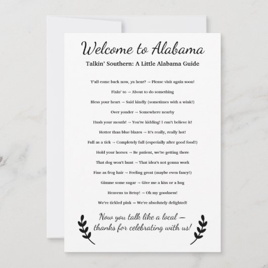 Welcome to Alabama Personalized with Local Phrases (Vorderseite)