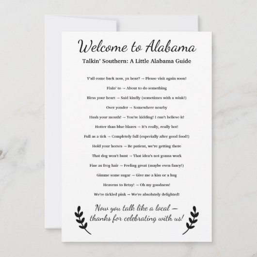 Welcome to Alabama Personalized with Local Phrases (Rückseite)
