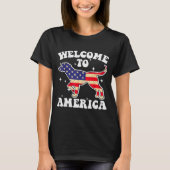 Welcome To America Patriotic Dog New American Citi T-Shirt (Vorderseite)