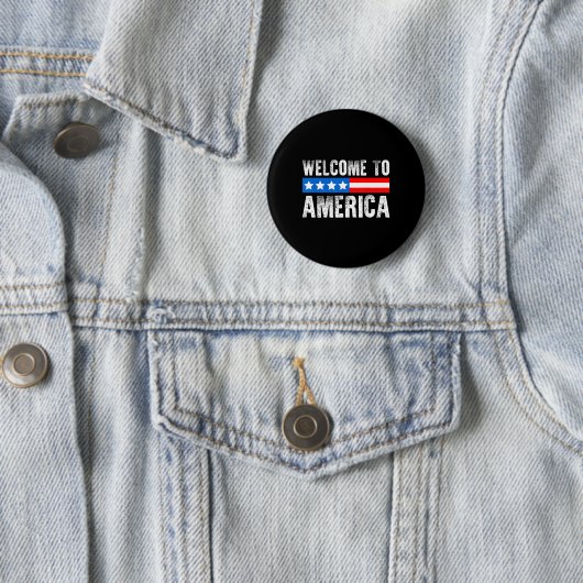 Welcome To America Patriotic Usa Flag New American Button (Beispiel)