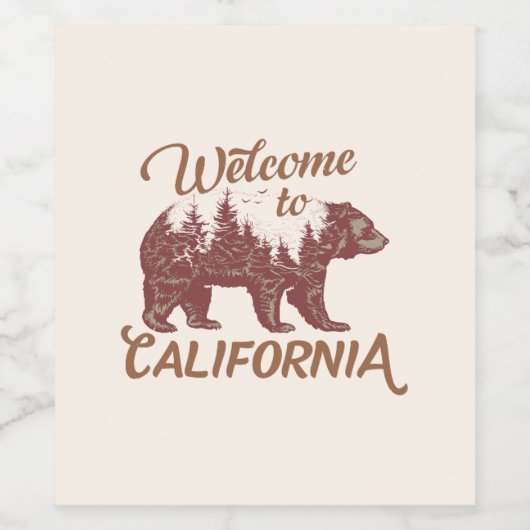 Welcome to California Bear Weinetikett (Einzelnes Label)