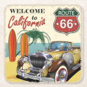 "Welcome to California" Route 66 Retroposter, Rechteckiger Pappuntersetzer (Vorderseite)