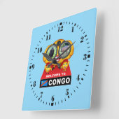 Welcome to Congo Quadratische Wanduhr (Winkel)