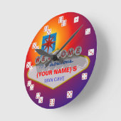 Welcome to Fabulous Vegas style dice numbers clock Runde Wanduhr (Winkel)