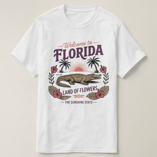 Welcome to Florida Alligator Sunshine State Est. T-Shirt (Design vorne)
