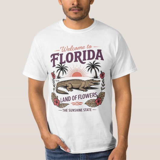 Welcome to Florida Alligator Sunshine State Est. T-Shirt (Vorderseite)