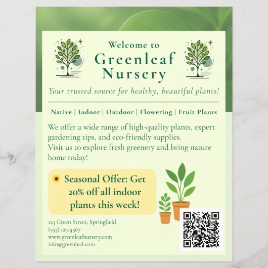 Welcome to Greenleaf Nursery Branding Flyer (Vorne)