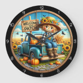 Welcome To My Patch Scarecrow Große Wanduhr (Vorderseite)