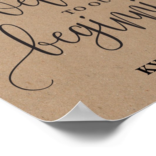 Welcome to Our Beginning Editable Wedding Sign Poster (Ecke)