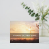 Welcome To Our Church Sunrise Dove Visitors Postkarte (Stehend Vorderseite)