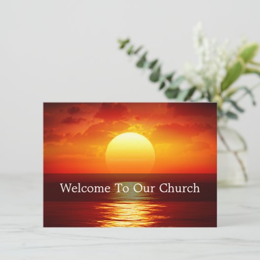 Welcome To Our Church Visitors Big Sunset Karte (Stehend Vorderseite)