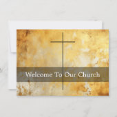 Welcome To Our Church Visitors Gold Cross Karte (Vorderseite)