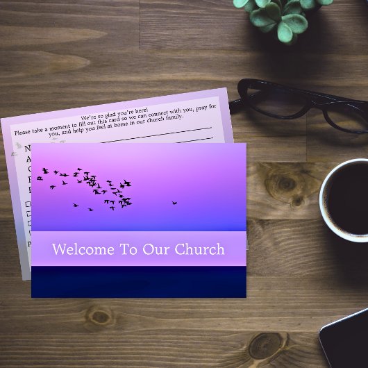 Welcome To Our Church Visitors Purple Sunset Karte