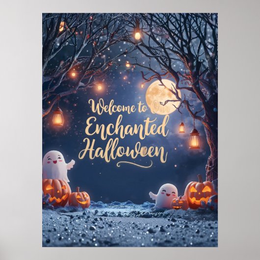 Welcome to Our Enchanted Halloween – Cute Ghost Po Poster (Vorne)