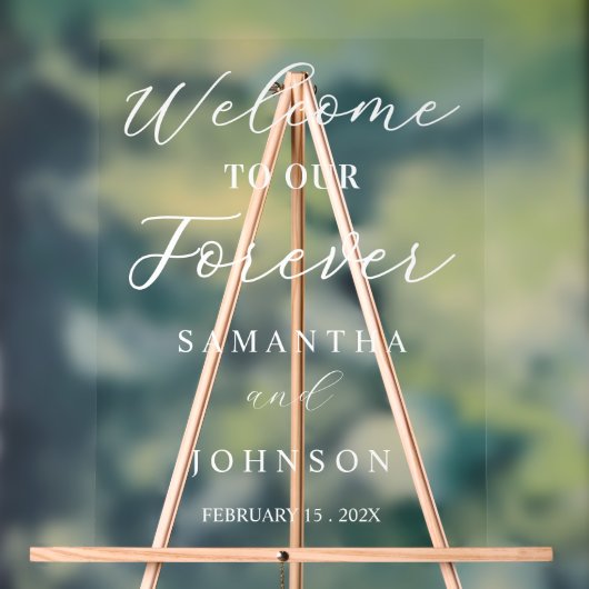 Welcome to Our Forever Script Wedding Welcome Acrylschild (Neutral)