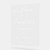 Welcome to Our Forever Script Wedding Welcome Acrylschild (Winkel)