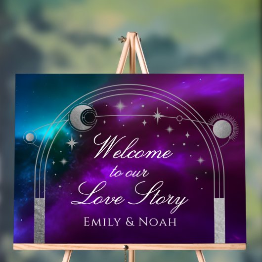 Welcome To Our Love Story Purple Teal Celestial Acrylschild (Neutral)