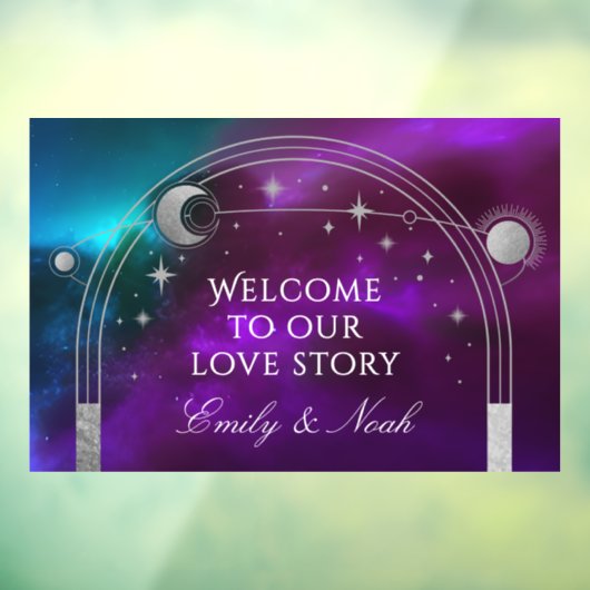 Welcome To Our Love Story Purple Teal Celestial Fensteraufkleber (Blatt 3)