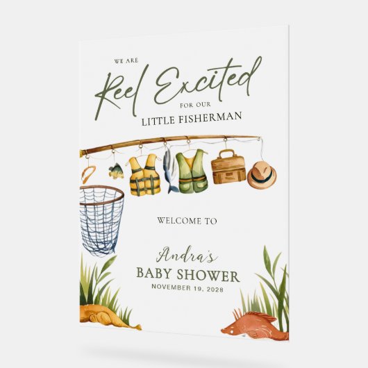 Welcome to our Reel Excited Little Fisherman Baby Acrylschild (Winkel)